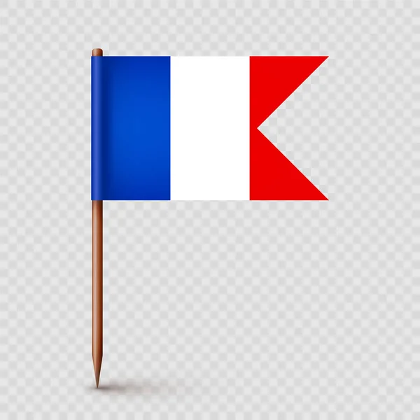 Ρεαλιστική Γαλλική Σημαία Οδοντογλυφίδας Σουβενίρ Από Γαλλία Ξύλινη Οδοντογλυφίδα Χάρτινη — Διανυσματικό Αρχείο