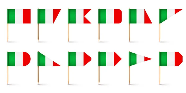 Realistyczne Flagi Włoskich Wykałaczek Pamiątka Włoch Drewniane Wykałaczki Papierową Flagą — Wektor stockowy