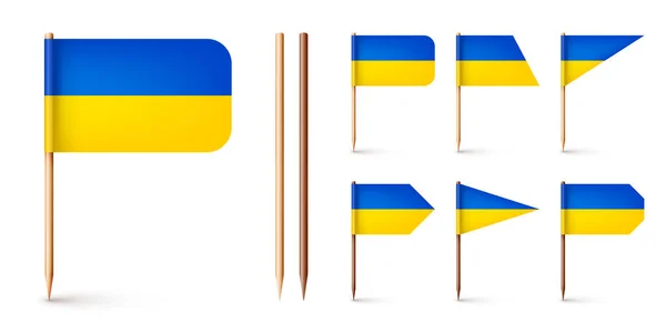 Realista Varias Banderas Palillos Dientes Ucranianos Recuerdo Ucrania Palillos Madera — Archivo Imágenes Vectoriales
