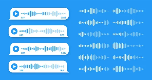 Voz Mensaje Audio Burbuja Voz Azul Marco Texto Sms Charla — Vector de stock