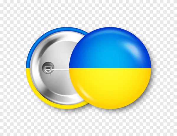 Pulsante Distintivo Realistico Con Bandiera Ucraina Stampata Souvenir Dall Ucraina — Vettoriale Stock