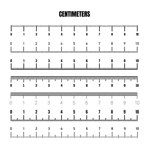 Realistic Black Centimeter Scale Measuring Length Height Various Measurement Scales — Stock vektor