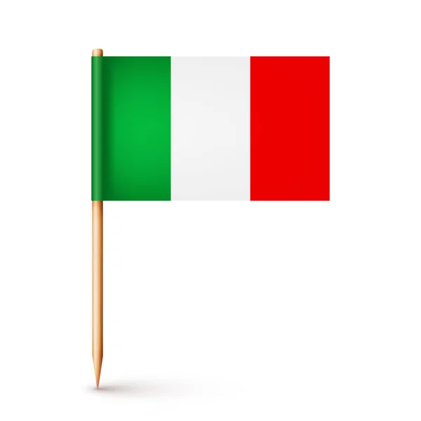 Reális Olasz Fogpiszkáló Zászló Ajándék Olaszországból Fogpiszkáló Papírzászlóval Helyszín Jel — Stock Vector