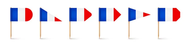 Realistyczne Flagi Francuskich Wykałaczek Pamiątka Francji Drewniane Wykałaczki Papierową Flagą — Wektor stockowy
