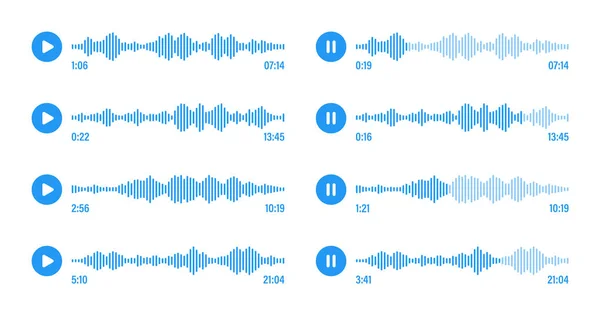 Голосовое Сообщение Общение Соцсетях Интерфейс Приложения Музыкального Проигрывателя Аудио Видео — стоковый вектор