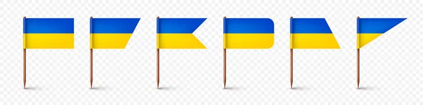 Realistische Verschillende Oekraïense Tandenstokers Vlaggen Souvenir Uit Oekraïne Houten Tandenstokers — Stockvector