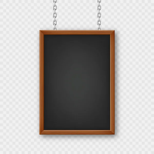 Signboard Wooden Frame Hanging Metal Chain Restaurant Menu Board School — Stockvektor