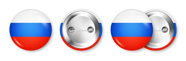 Realistyczna Odznaka Nadrukowaną Rosyjską Flagą Pamiątka Rosji Błyszcząca Odznaka Błyszczącym — Wektor stockowy
