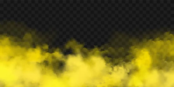 Realistic Yellow Colorful Smoke Clouds Mist Effect Fog Isolated Transparent — Image vectorielle