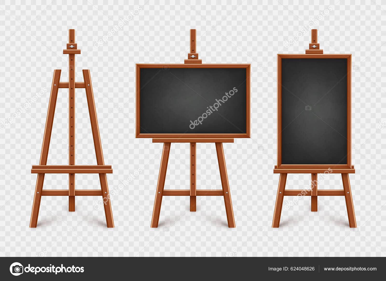 wooden paint board with white empty paper frame. art easel stand with  canvas vector illustration. white blank board on wooden tripod. wooden paint  board with white empty paper frame. art easel stand