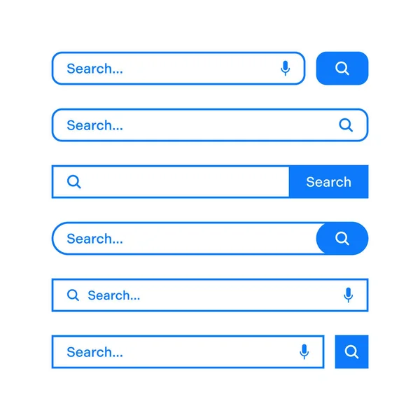Various Search Bars Outline Border Internet Browser Engine Search Box - Stok Vektor