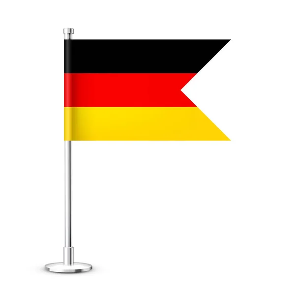 Realistyczna Niemiecka Flaga Stołowa Słupie Stali Chromowanej Pamiątka Niemiec Flaga — Wektor stockowy