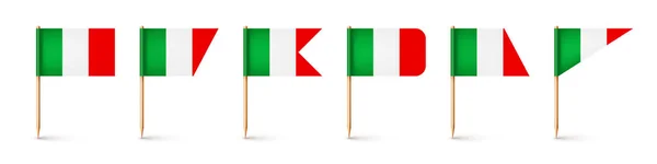 Realistas Varias Banderas Palillos Dientes Italianos Recuerdo Italia Palillos Madera — Vector de stock
