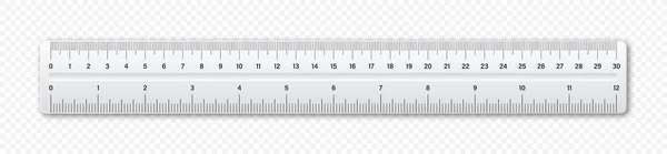 Realistic Plastic Ruler Measurement Scale Divisions Measure Marks School Ruler — Stock Vector