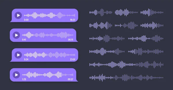 Voz Mensaje Audio Burbuja Voz Violeta Marco Texto Sms Charla — Vector de stock