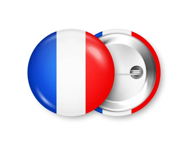 Ρεαλιστικό Σήμα Κουμπί Τυπωμένη Γαλλική Σημαία Σουβενίρ Από Γαλλία Γυαλιστερό — Διανυσματικό Αρχείο