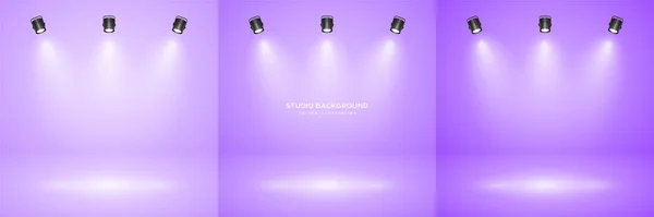 Empty Violet Studio Abstract Backgrounds Spotlight Effect Product Showcase Backdrop — Stock Vector