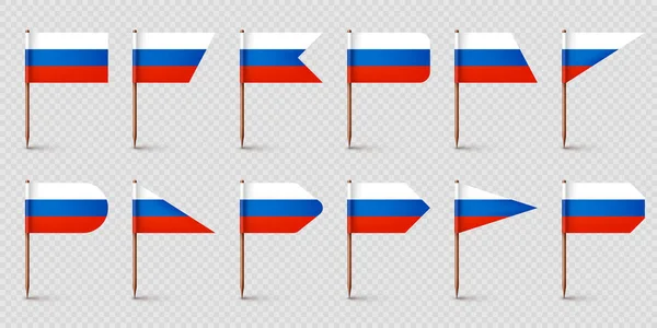 Realistic Various Russian Toothpick Flags Souvenir Russia Wooden Toothpicks Paper — Stock Vector