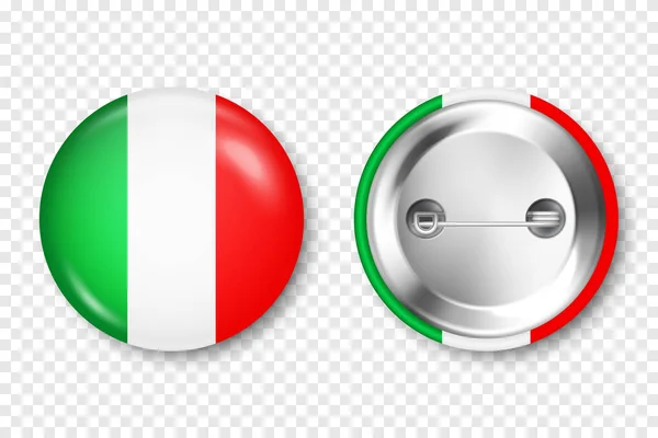 이탈리아 국기가 버튼배지 이탈리아에서 베니르 반짝이는 금속끈 반짝거리는 광고와 프로모션을 — 스톡 벡터