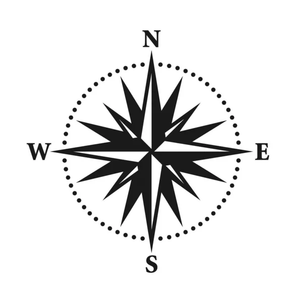 Vintage Marine Wind Rose Nautical Chart Monochrome Navigational Compass Cardinal — Stock Vector