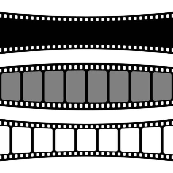 Hajlított Filmszalagok Gyűjteménye Régi Retro Mozis Filmszalag Analóg Videofelvevő Berendezés — Stock Vector