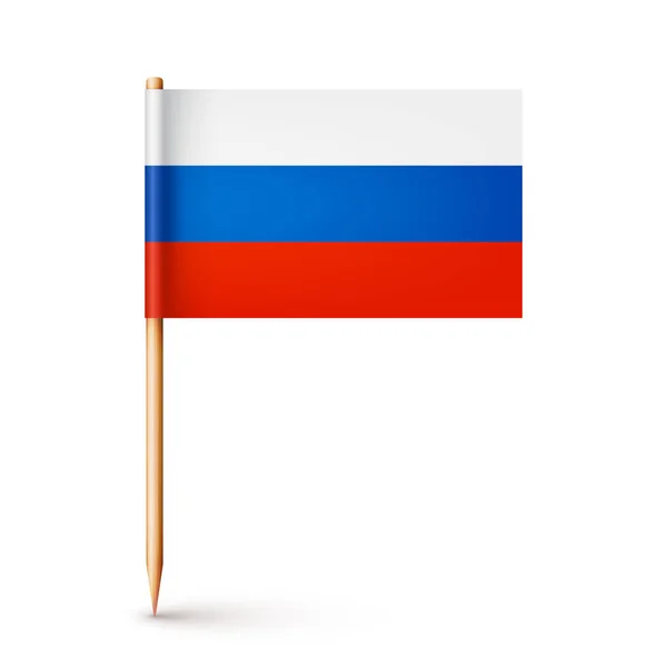 Realistic Russian Toothpick Flag Souvenir Russia Wooden Toothpick Paper Flag — Stock Vector