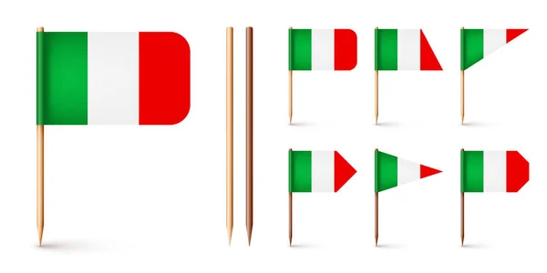 Realistas Várias Bandeiras Palito Dentes Italianos Lembrança Itália Palitos Madeira —  Vetores de Stock