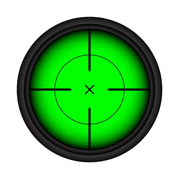 武器の夜景狙撃銃の光学スコープ 十字形の狩猟銃のファインダー 射撃マーク記号 軍の標識シルエット ゲームインターフェースUi要素 ベクターイラスト — ストックベクタ