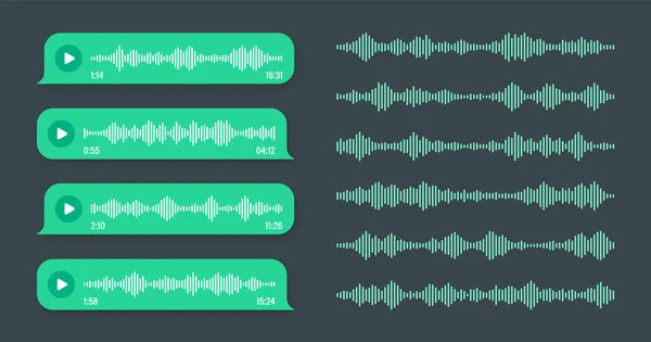 Voz Mensaje Audio Burbuja Voz Verde Marco Texto Sms Charla — Vector de stock