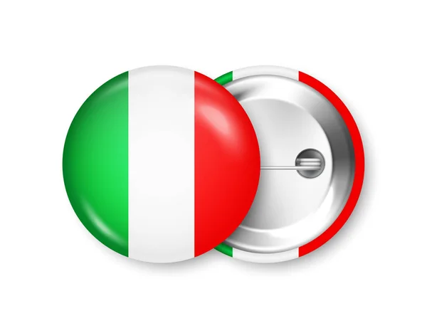 Значок Напечатанным Итальянским Флагом Сувенир Италии Блестящий Значок Сверкающей Металлической — стоковый вектор