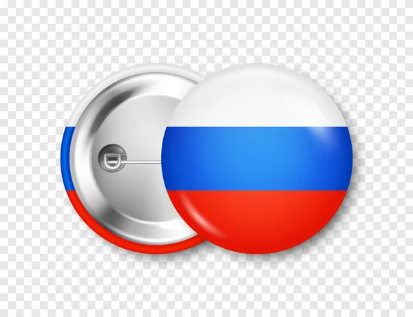 Realistic Button Badge Printed Russian Flag Souvenir Russia Glossy Pin — Stock Vector