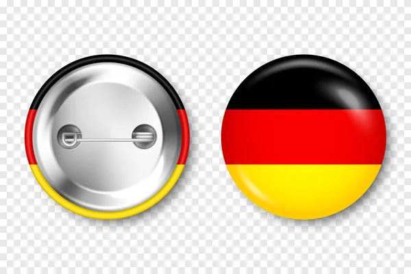 Realistyczna Odznaka Nadrukowaną Niemiecką Flagą Pamiątka Niemiec Błyszcząca Odznaka Błyszczącym — Wektor stockowy