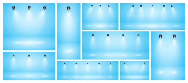 Empty Blue Studio Abstract Backgrounds Spotlights Product Showcase Backdrop Spotlight — Image vectorielle