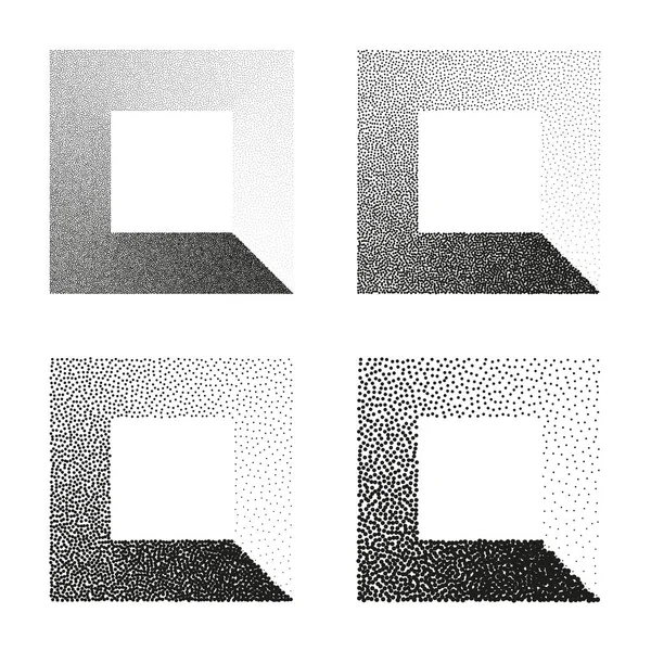 Τετράγωνα Διάστικτα Αντικείμενα Στιλπνά Στοιχεία Συρραφή Σχέδιο Κουκκίδες Σκίαση Τελείες — Διανυσματικό Αρχείο