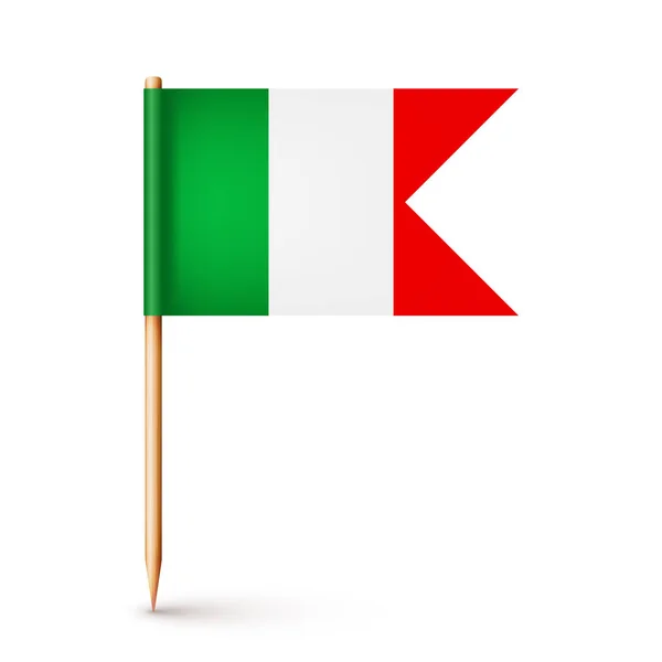 Bandera Palillos Italiana Realista Recuerdo Italia Palillo Madera Con Bandera — Vector de stock