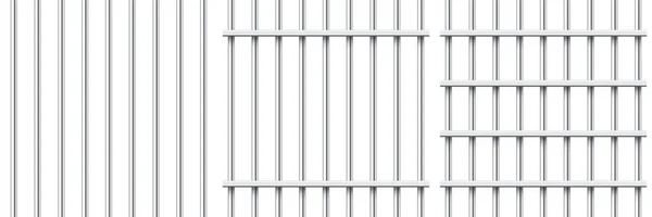 Realistische Gefängnisgitter Aus Metall Isoliert Auf Weißem Hintergrund Detaillierter Gefängniskäfig — Stockvektor