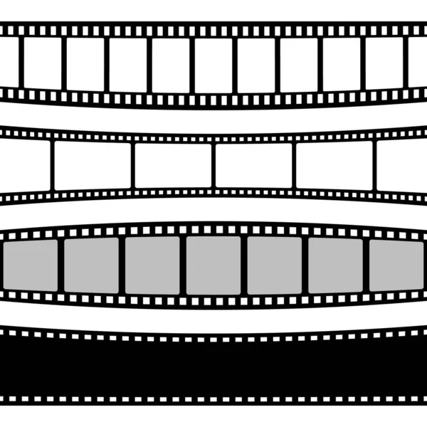 Sammlung Gebogener Filmstreifen Alter Retro Kino Streifen Analoge Videoaufzeichnungsgeräte Vektorillustration — Stockvektor