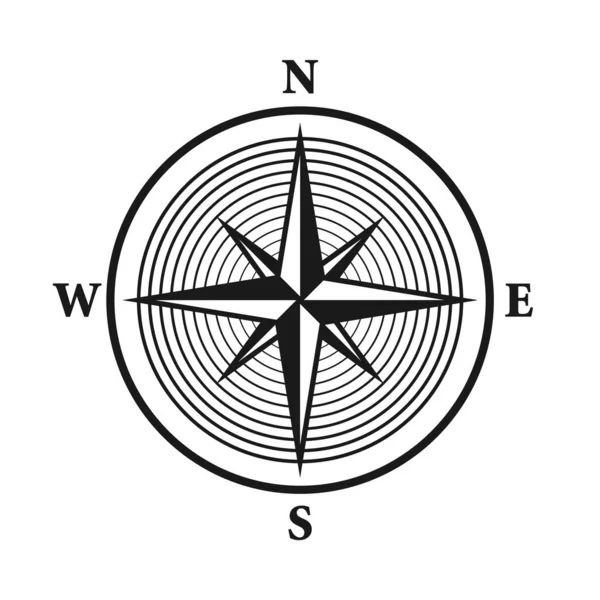 Ročník Mořského Větru Plavební Mapa Monochromatický Navigační Kompas Hlavními Směry — Stockový vektor