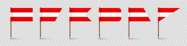 Realistyczne Różne Austriackie Flagi Wykałaczek Pamiątka Austrii Drewniane Wykałaczki Papierową — Wektor stockowy