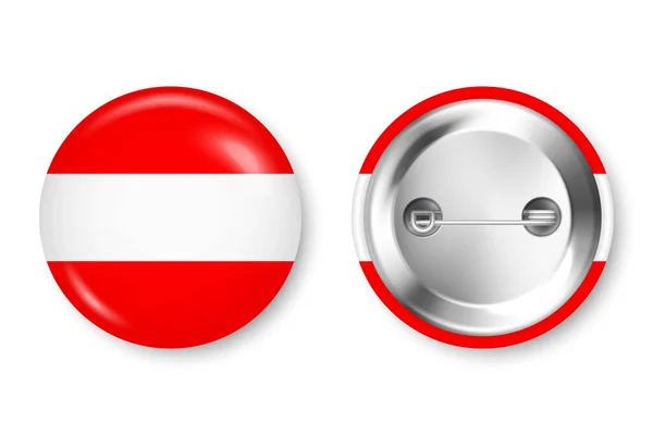 Badge Réaliste Avec Drapeau Autrichien Imprimé Souvenir Autriche Insigne Broche — Image vectorielle