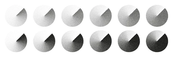 丸みを帯びた形をした点線のオブジェクト フェージング勾配 ドットを使ってステッピング ドットワークの描画 シェーディング ピクセルの分解 ハーフトーン効果 ホワイトノイズ粒状の質感 ベクターイラスト — ストックベクタ
