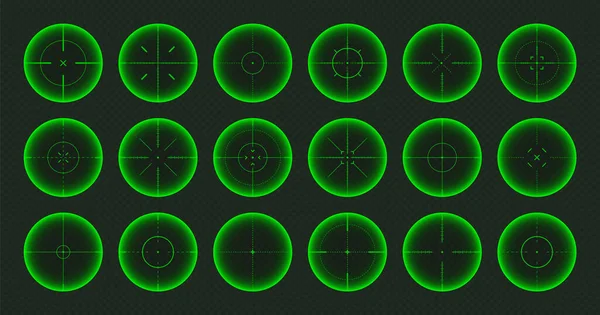 Various Weapon Night Sights Sniper Rifle Optical Scopes Hunting Gun — Stock Vector