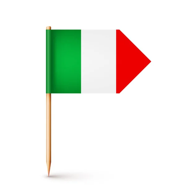 Bandera Palillos Italiana Realista Recuerdo Italia Palillo Madera Con Bandera — Vector de stock