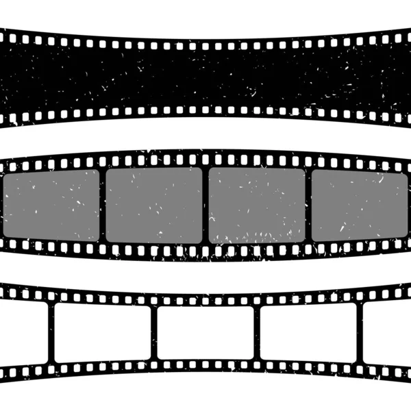 Retro Gebogene Filmstreifen Sammlung Alter Grunge Kino Streifen Analoge Videoaufzeichnungsgeräte — Stockvektor