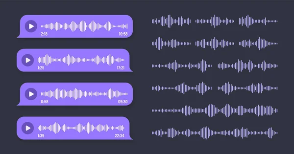 Stimme Audiobotschaft Violette Sprechblase Sms Textrahmen Chat Den Sozialen Medien — Stockvektor