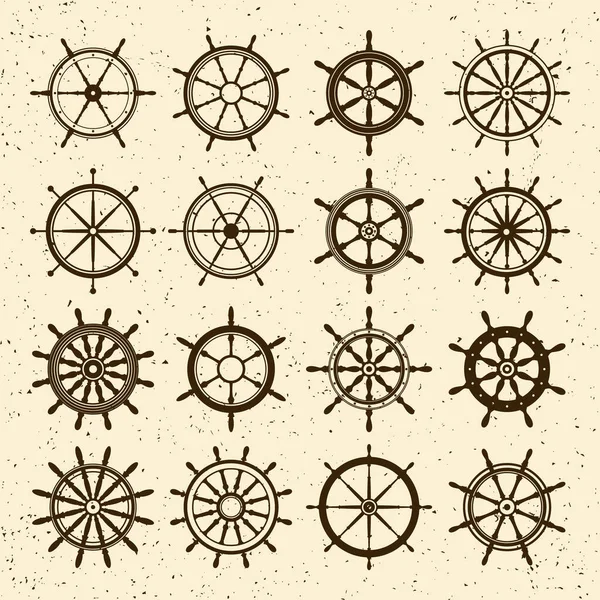 Kolekce Grunge Vintage Volantů Loď Symbol Retro Kola Jachty Námořní — Stockový vektor