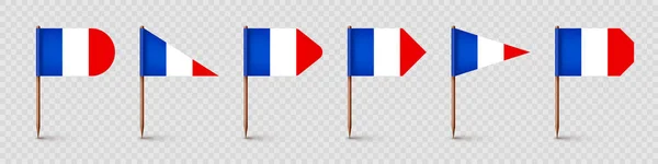 Realistyczne Flagi Francuskich Wykałaczek Pamiątka Francji Drewniane Wykałaczki Papierową Flagą — Wektor stockowy