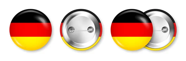 Realistyczna Odznaka Nadrukowaną Niemiecką Flagą Pamiątka Niemiec Błyszcząca Odznaka Błyszczącym — Wektor stockowy