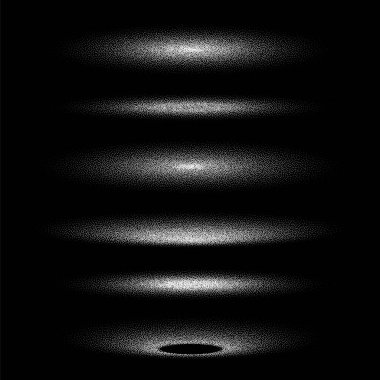 Noktalı gölgeler belirlendi, noktalı tasarım elementleri. Gittikçe azalıyor. Noktalama, noktalama çizimi, noktalar kullanarak gölgeleme. Piksel ayrışması, yarım ton etkisi. Beyaz gürültü tanecikli doku. Vektör illüstrasyonu.