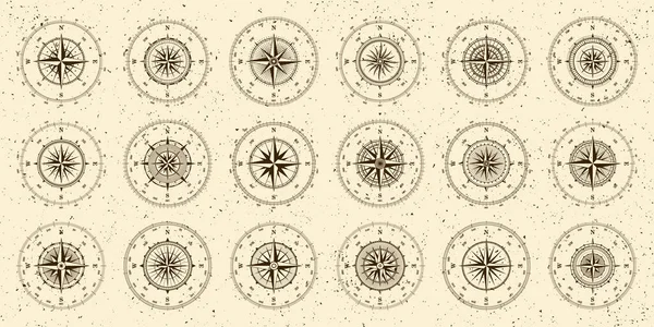 Ročník Mořského Větru Plavební Mapa Monochromatický Navigační Kompas Hlavními Směry Royalty Free Stock Ilustrace